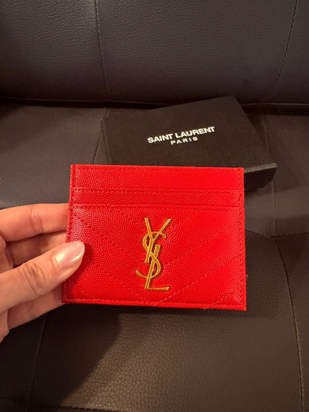 Saint Laurent Cassandra Leather Card Holder
